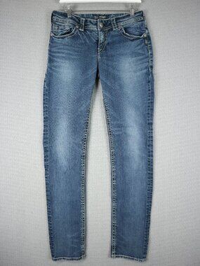 Silver Jeans Co Suki Mid Rise Pencil Skinny Womens Jeans 30x33 Fits 31x31.5